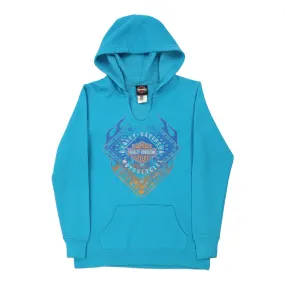 Cleveland, Ohio Harley Davidson Graphic Hoodie - Medium Blue Cotton Blend