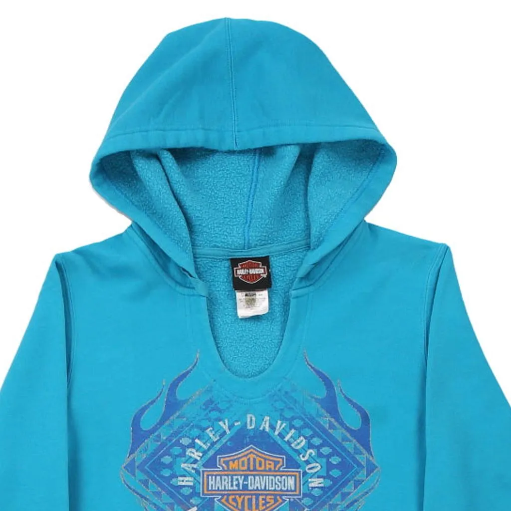 Cleveland, Ohio Harley Davidson Graphic Hoodie - Medium Blue Cotton Blend