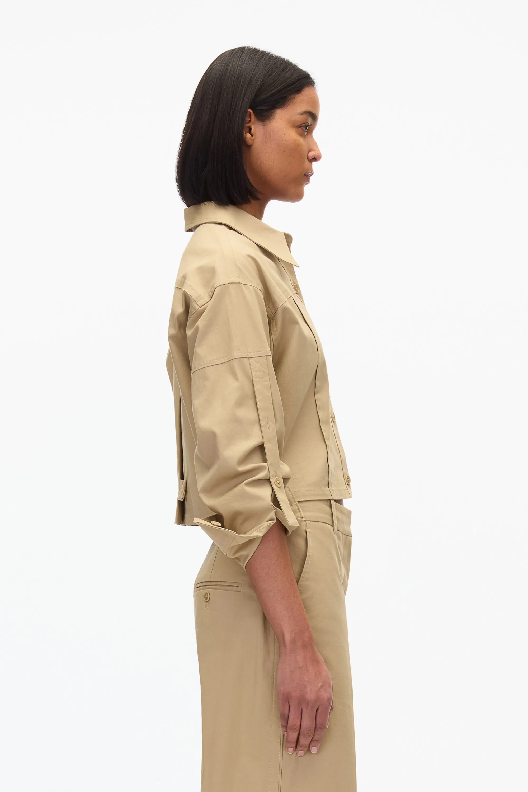 Cropped Convertible Shirt Jacket