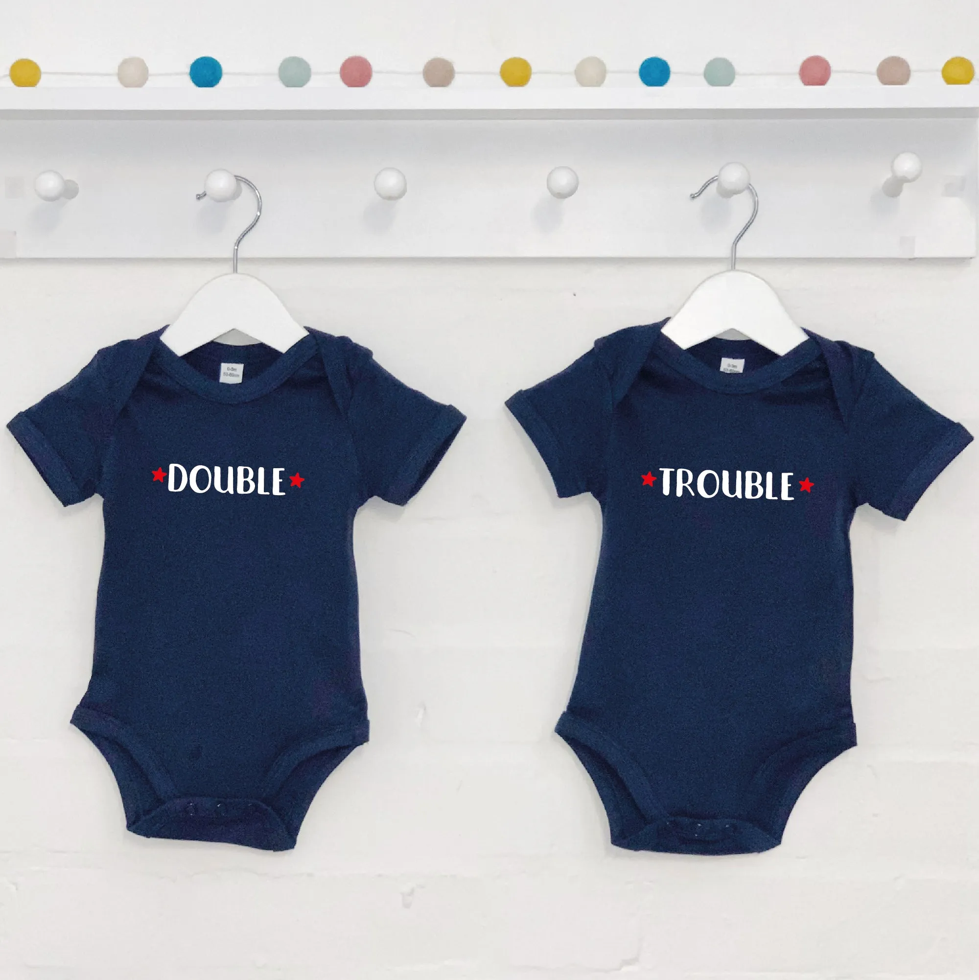 Double Trouble Baby Vest Set For Twins