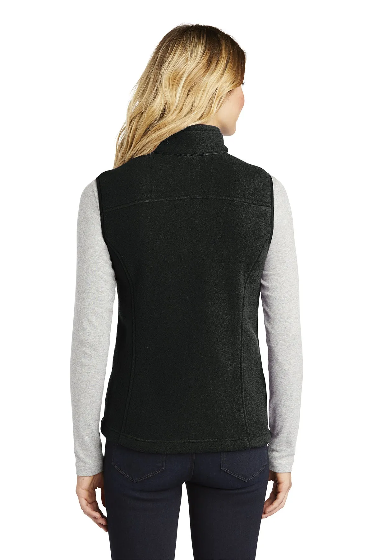 Eddie Bauer Ladies Branded Fleece Vest, Black [GuidePoint Security]