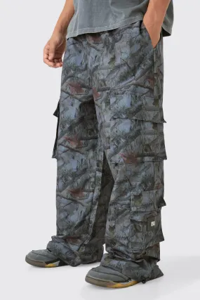 Elasticated Waist Camo Parachute Cargo Pants