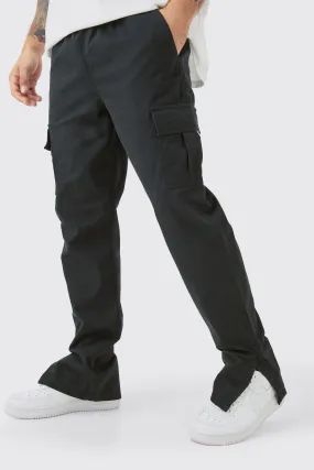 Elasticated Waist Slim Fit Cargo Split Hem Pants