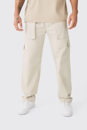 Elasticated Waist Zip Hem Flared Parachute Cargo Pants