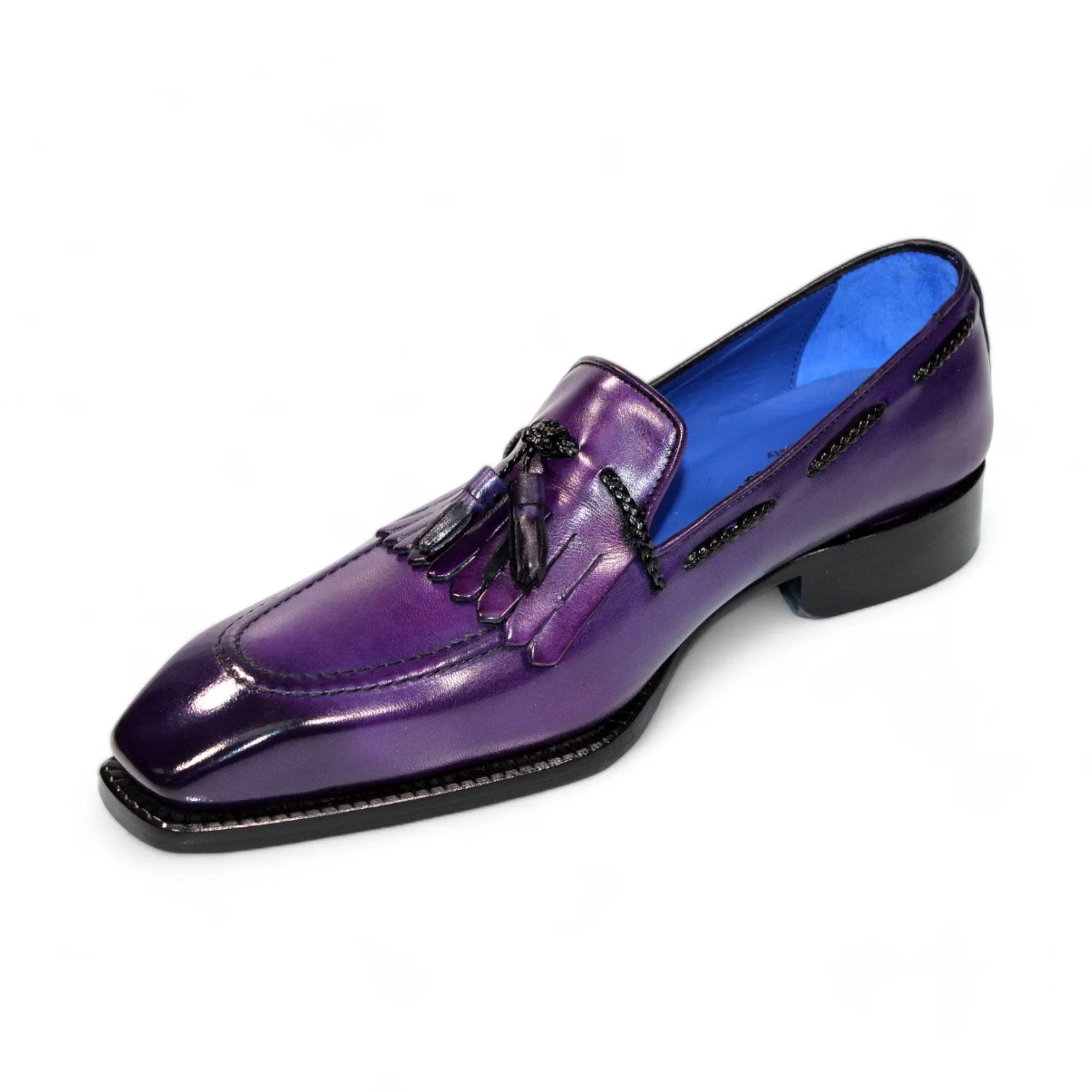 Emilio Franco Tommaso Men's Shoes Purple Calf-Skin Leather Loafers (EF1273)