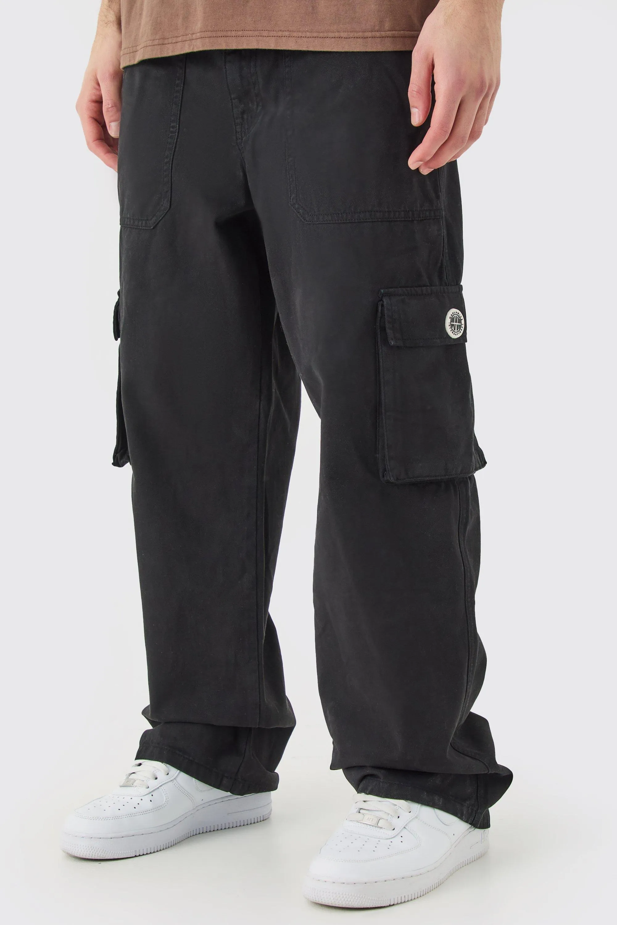 Fixed Waist Cargo Zip Pants With Rubberised Tab