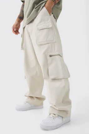 Fixed Waist Washed Baggy Cargo Pants