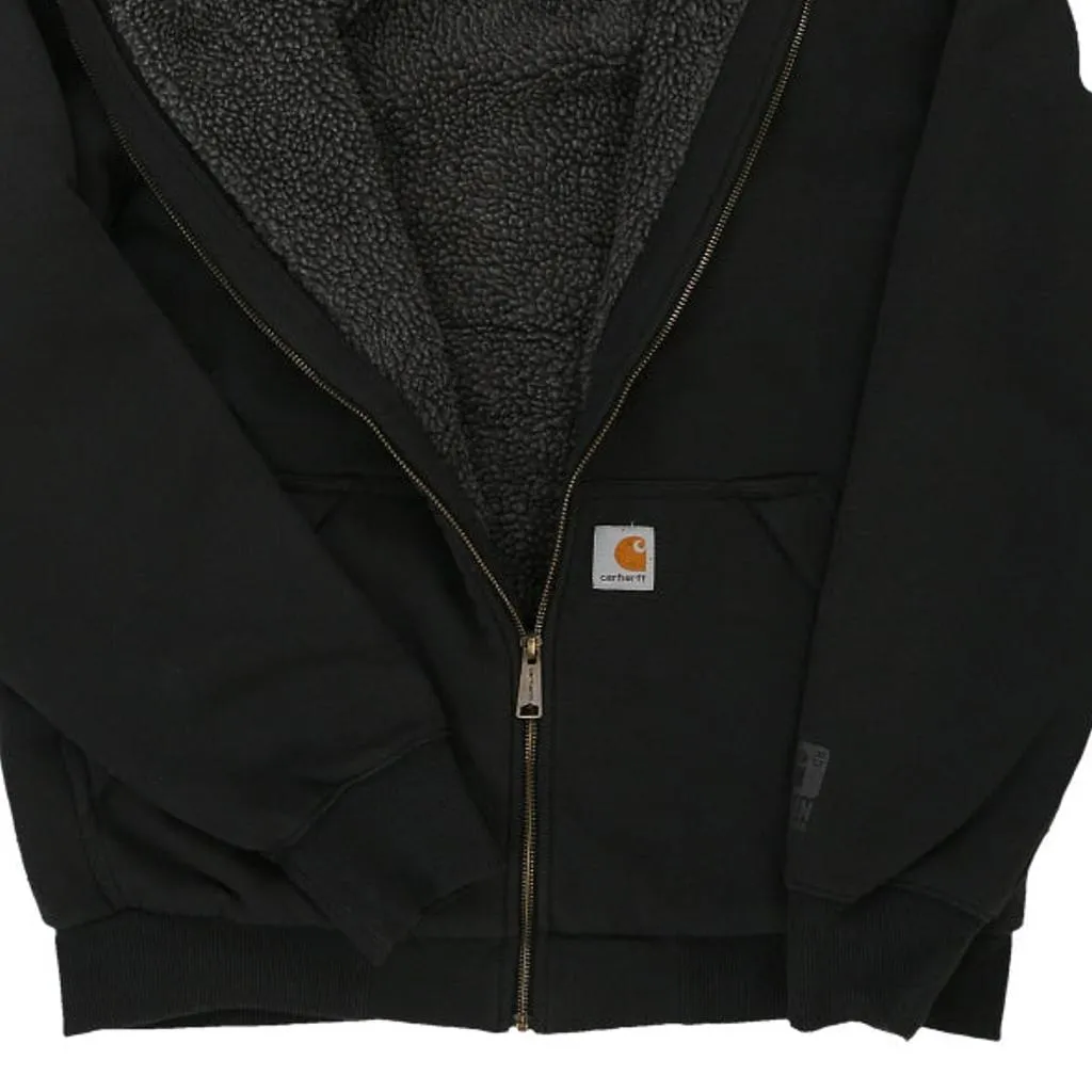 Fleece Lined Carhartt Hoodie - Medium Black Cotton Blend