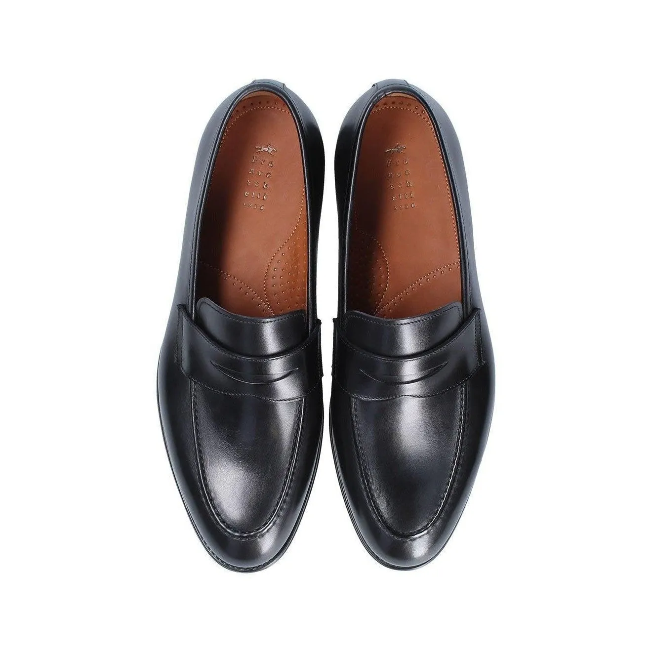 Franceschetti Eric Men's Shoes Black Calf-Skin Leather Penny Loafers (FCCT1019)