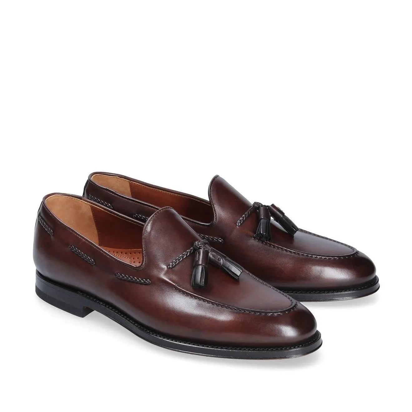 Franceschetti Harry Men's Shoes Dark Brown Calf-Skin Leather Tassels Loafers (FCCT1016)