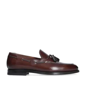 Franceschetti Harry Men's Shoes Dark Brown Calf-Skin Leather Tassels Loafers (FCCT1016)