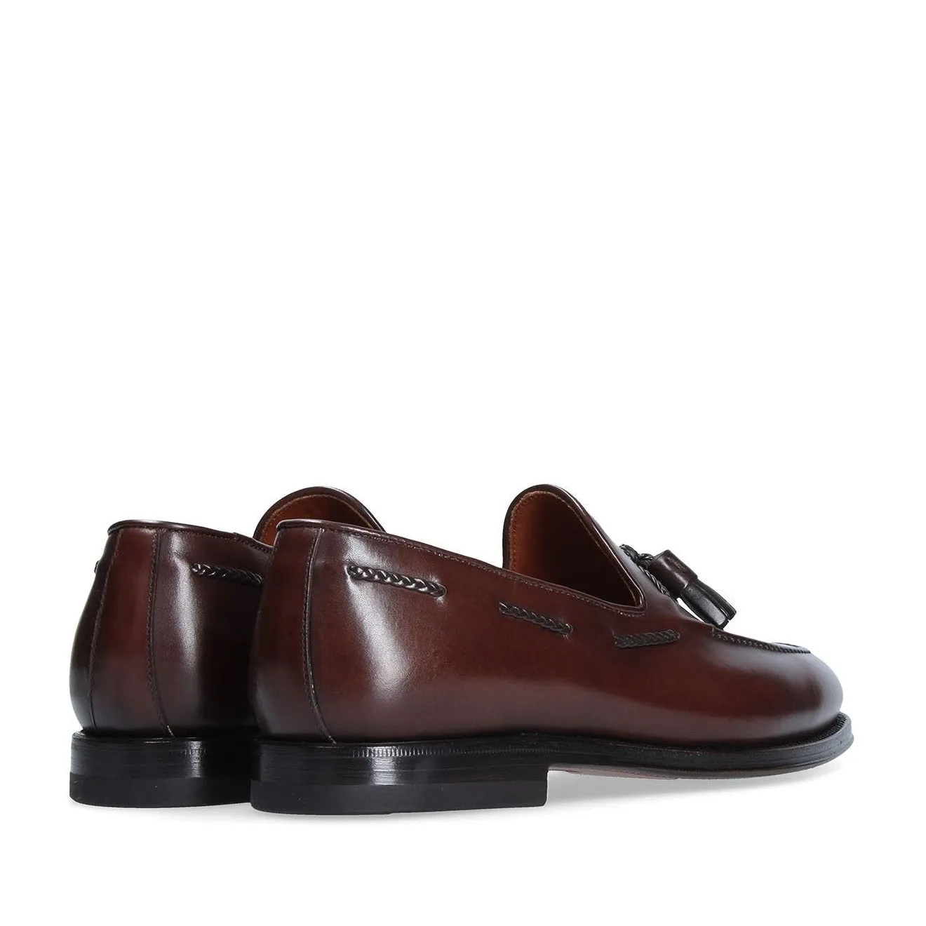 Franceschetti Harry Men's Shoes Dark Brown Calf-Skin Leather Tassels Loafers (FCCT1016)