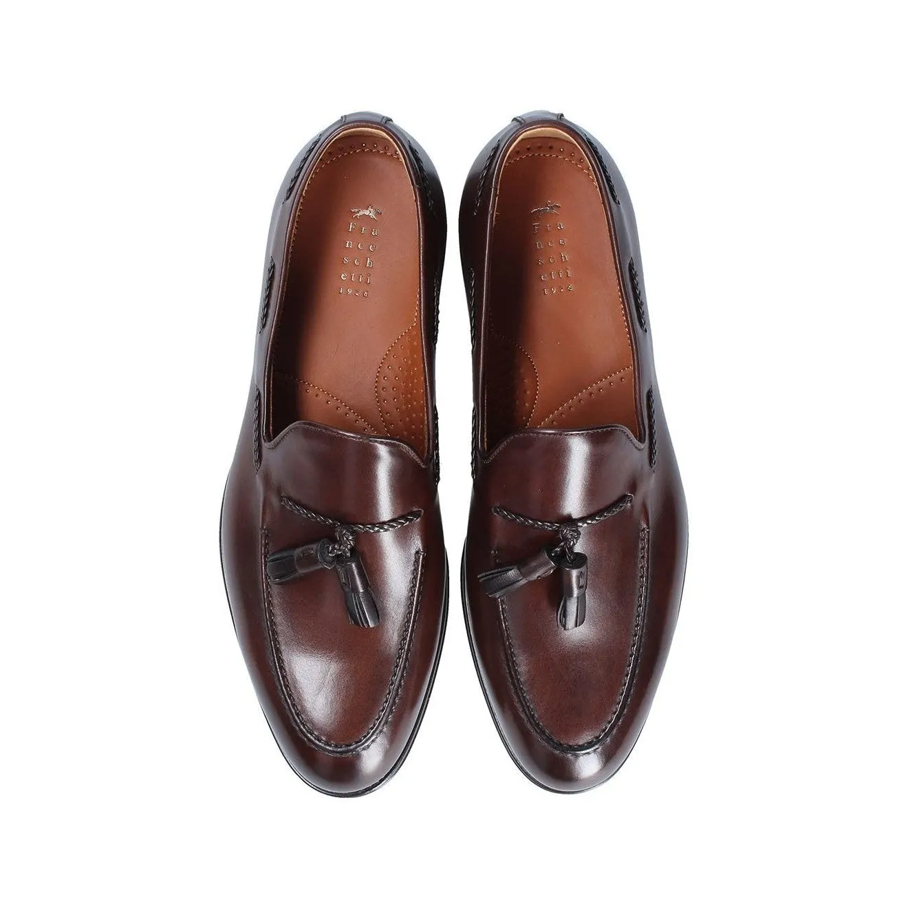 Franceschetti Harry Men's Shoes Dark Brown Calf-Skin Leather Tassels Loafers (FCCT1016)