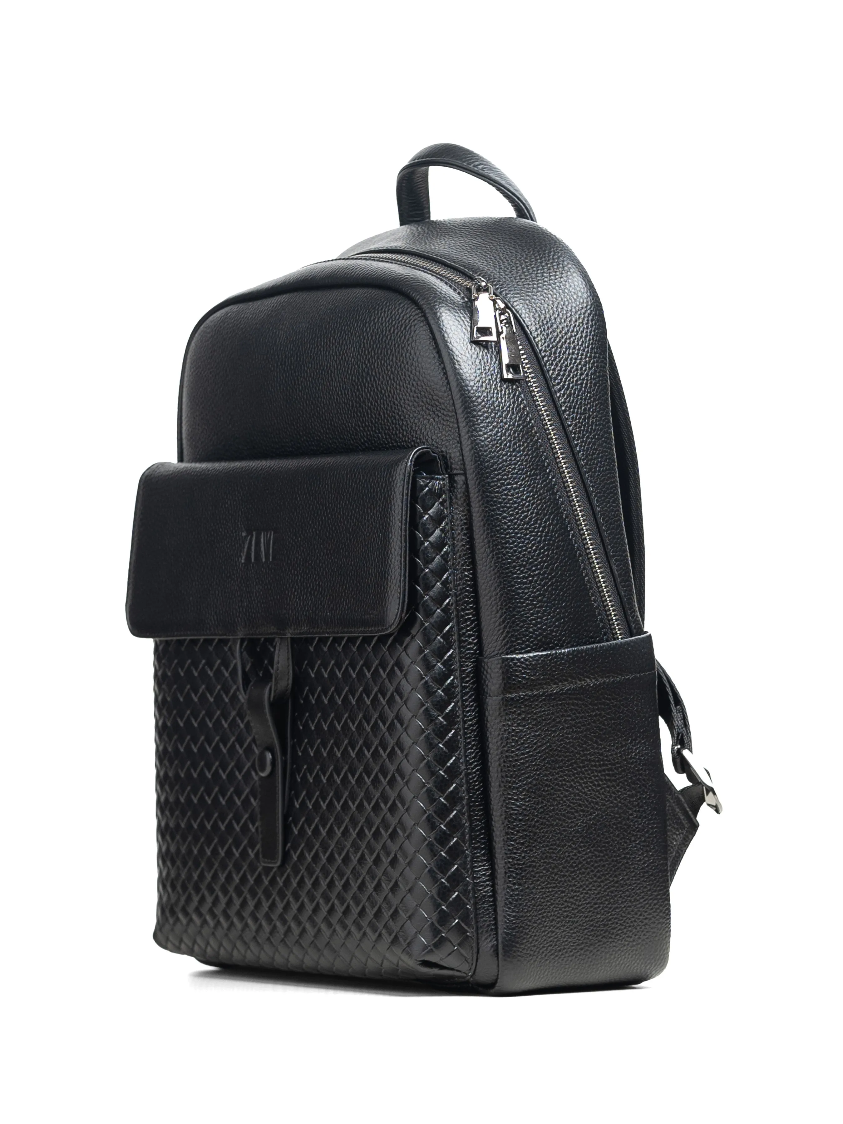 Genova Backpack - Black Weave Leather