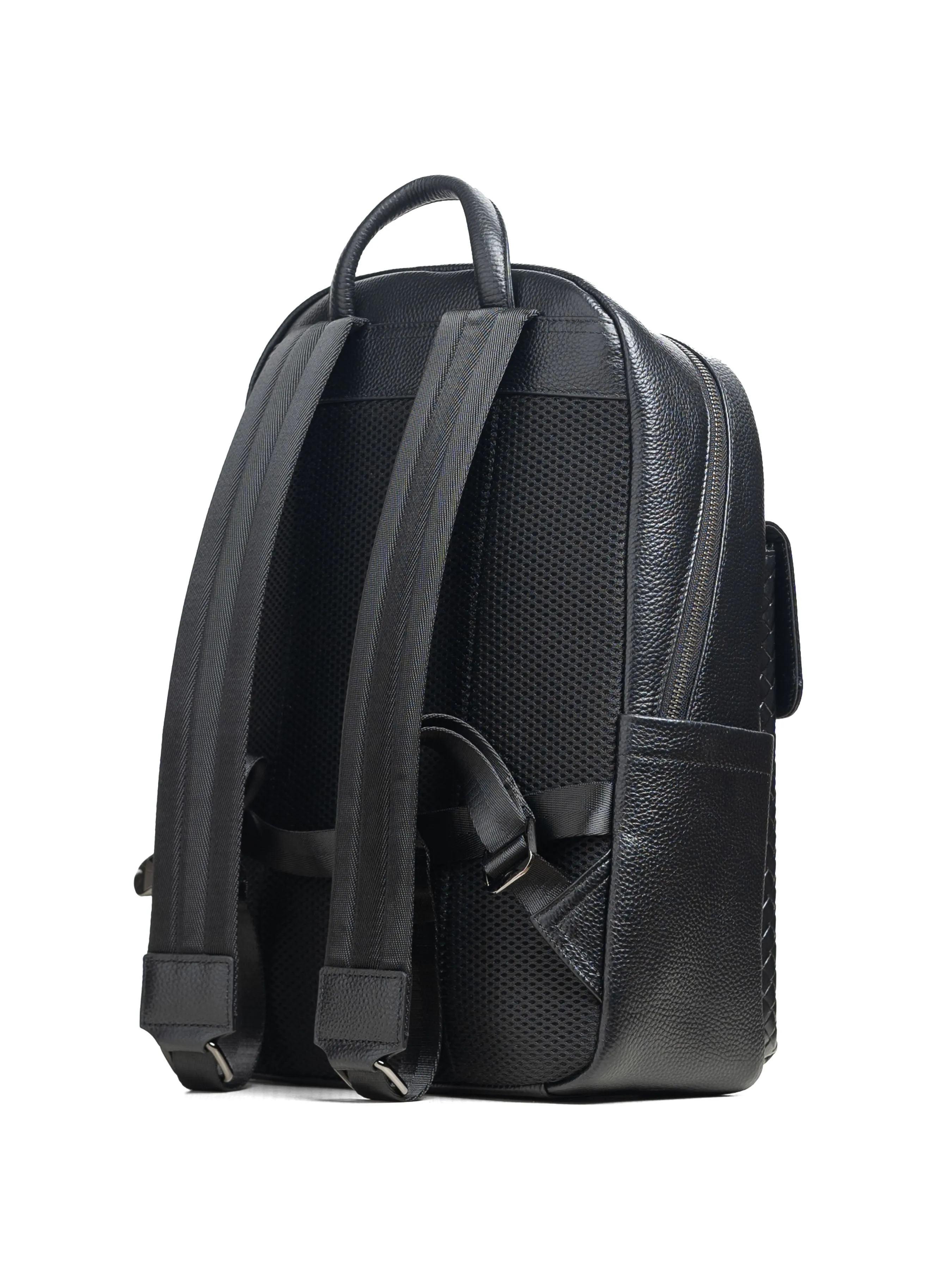 Genova Backpack - Black Weave Leather