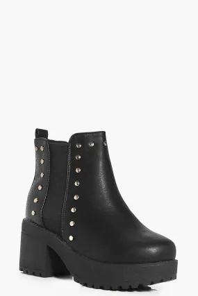 Girls Studded Chunky Chelsea Boots