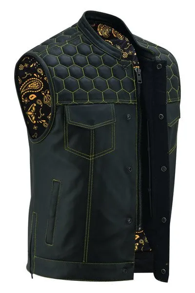 Gold Rush Men's Diamond Stitch Vest w/ Paisley Lining