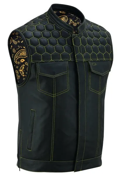 Gold Rush Men's Diamond Stitch Vest w/ Paisley Lining