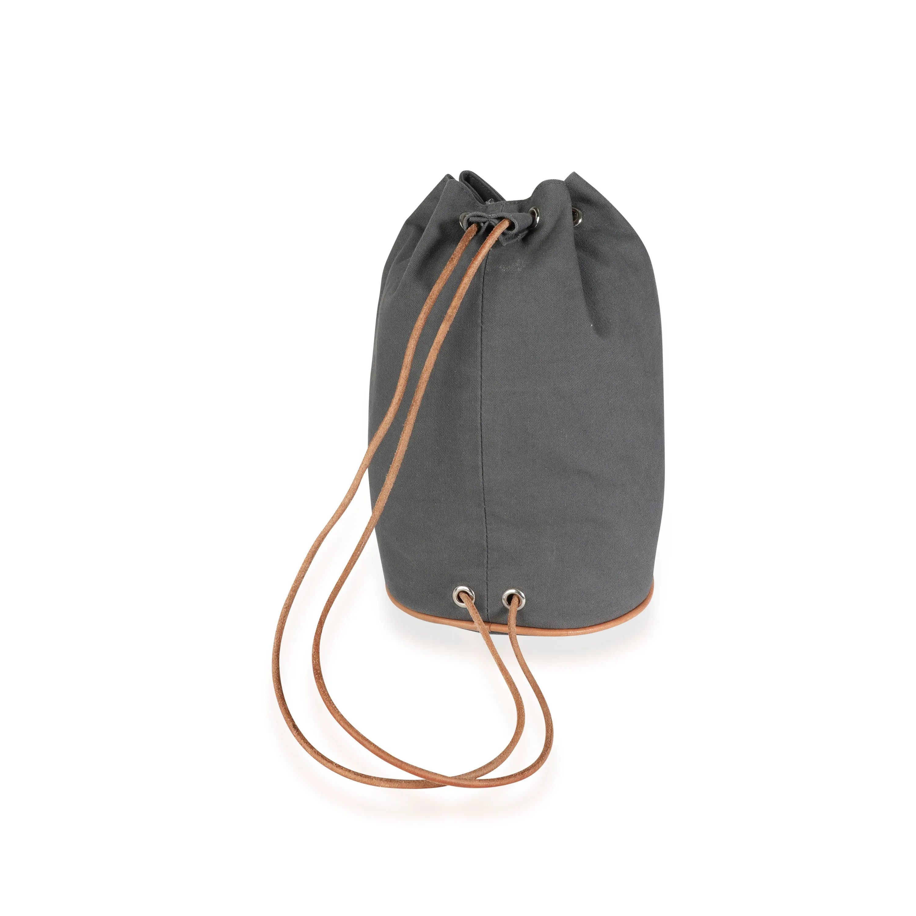 Gray Canvas Polochon Mimile Drawstring Bucket Bag Backpack PHW