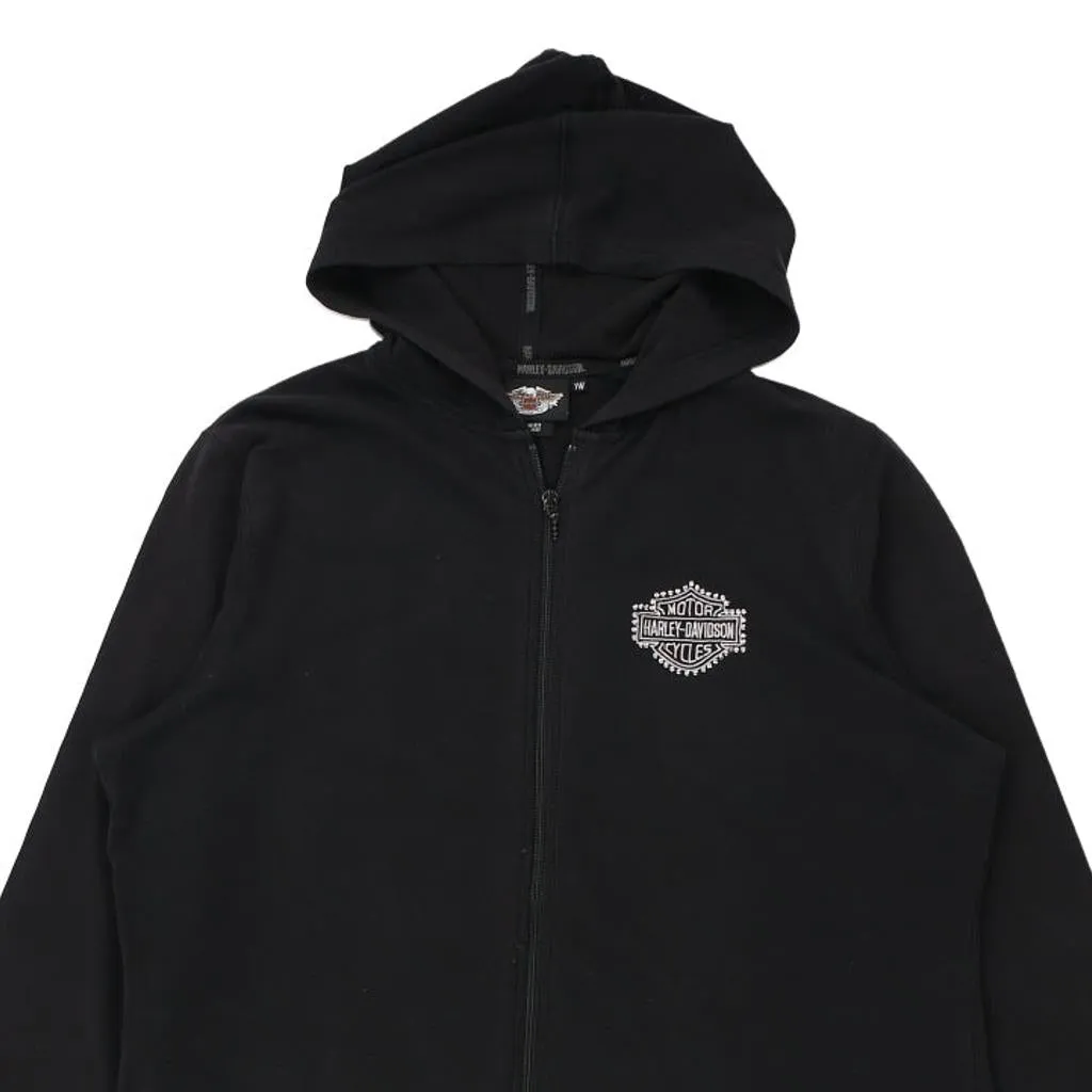 Harley Davidson Embroidered Hoodie - XL Black Cotton Blend