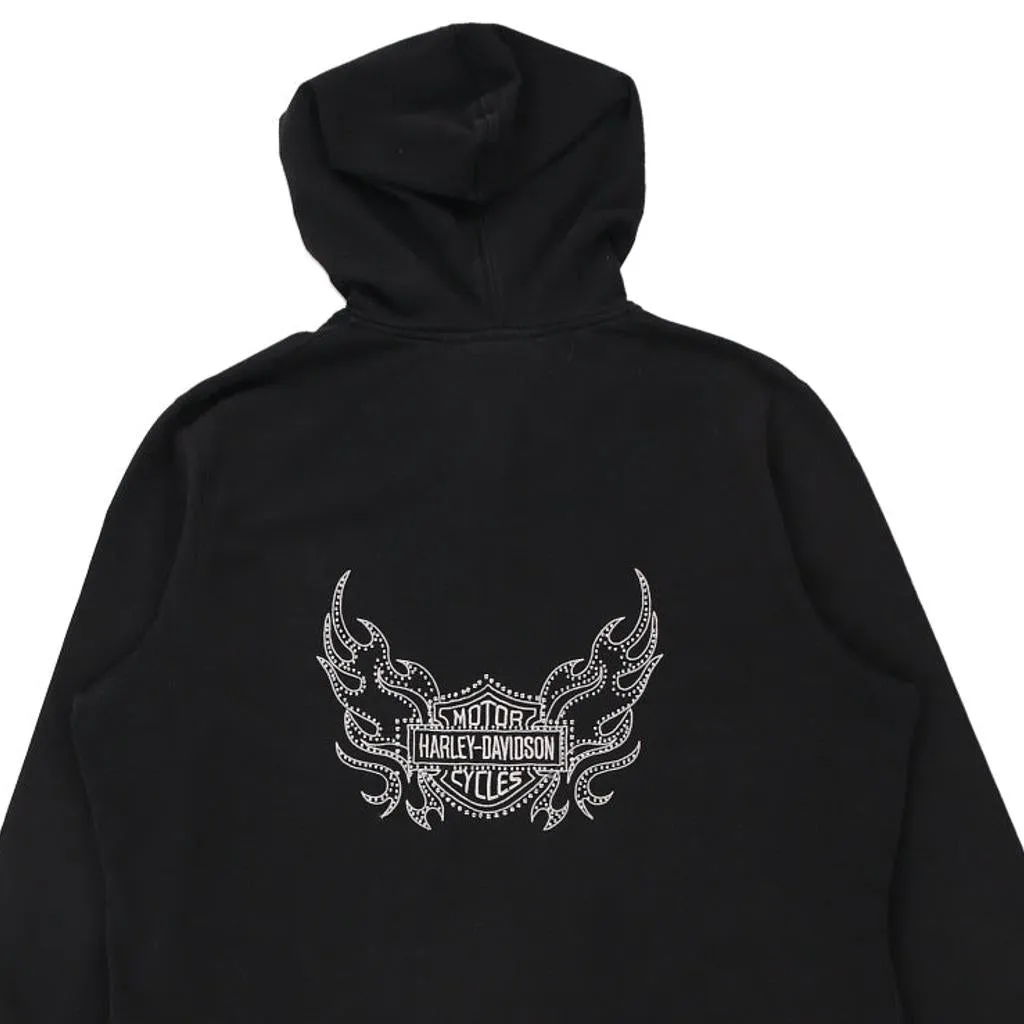 Harley Davidson Embroidered Hoodie - XL Black Cotton Blend