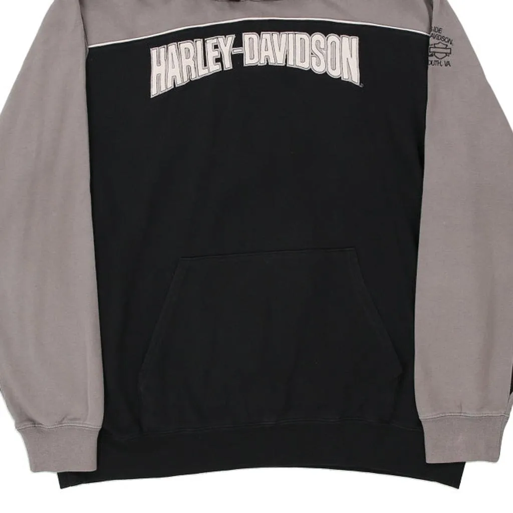 Harley Davidson Spellout Hoodie - XL Black Cotton Blend