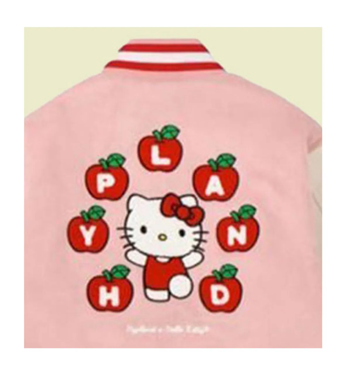 Hello Kitty Apples Pink & White Varsity Jacket