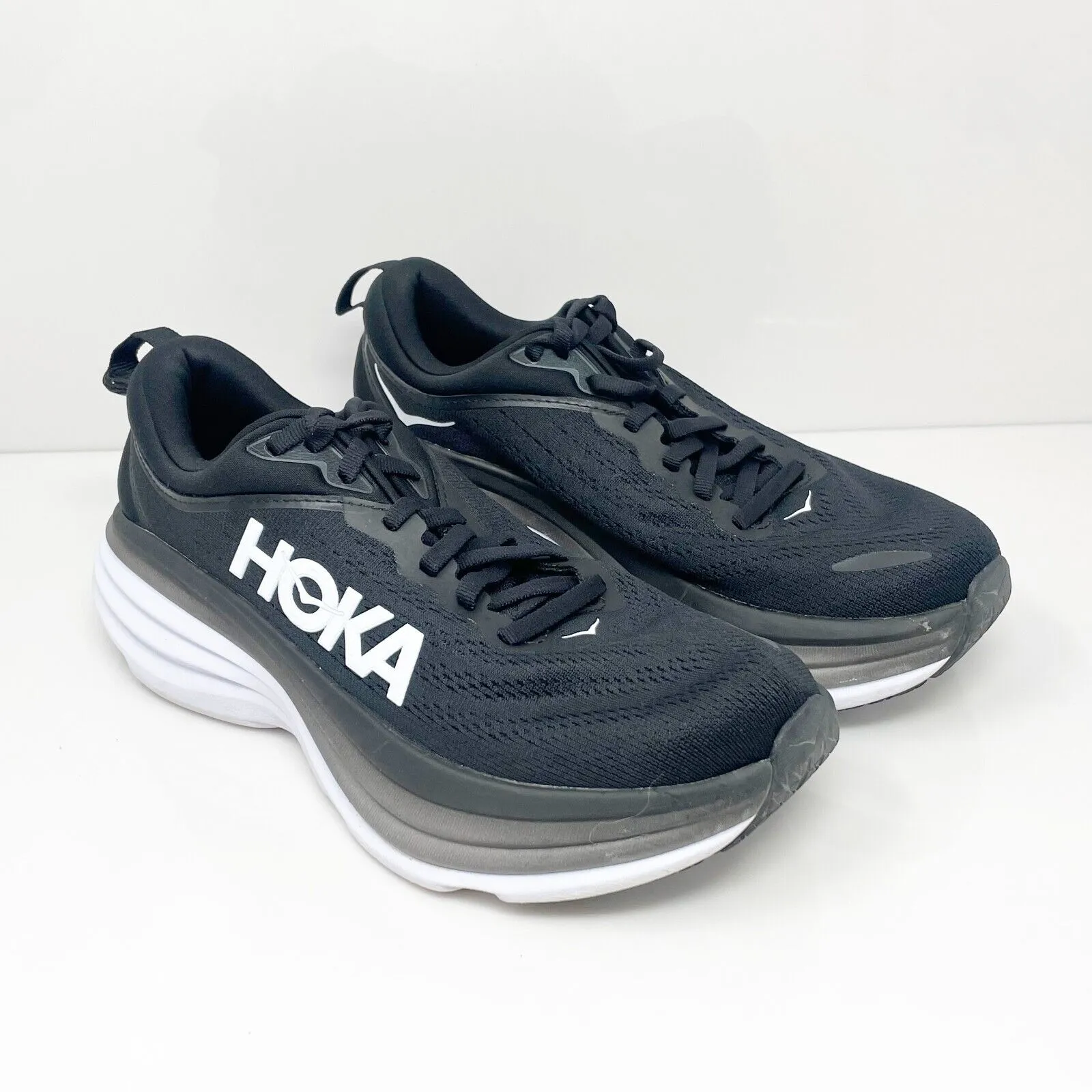 Hoka One One Womens Bondi 8 1127952 BWHT Black Running Shoes Sneakers Size 8 B