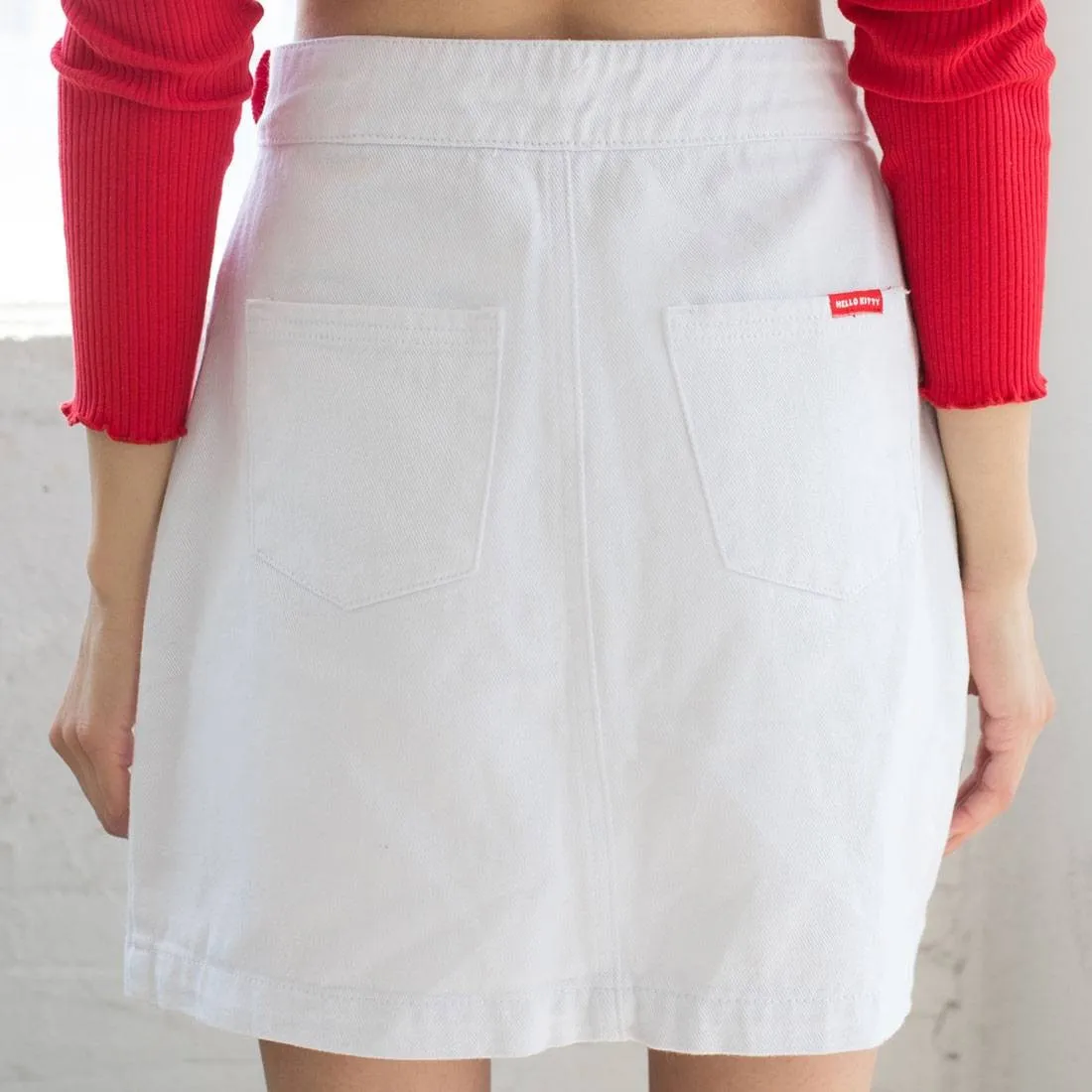 Lazy Oaf X Hello Kitty Women Denim Skirt (White)