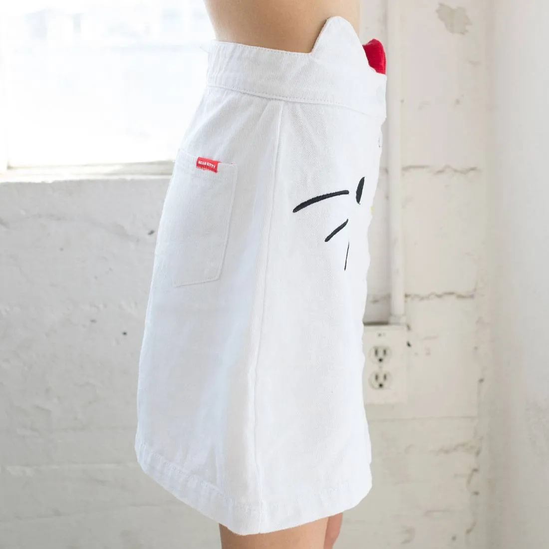 Lazy Oaf X Hello Kitty Women Denim Skirt (White)