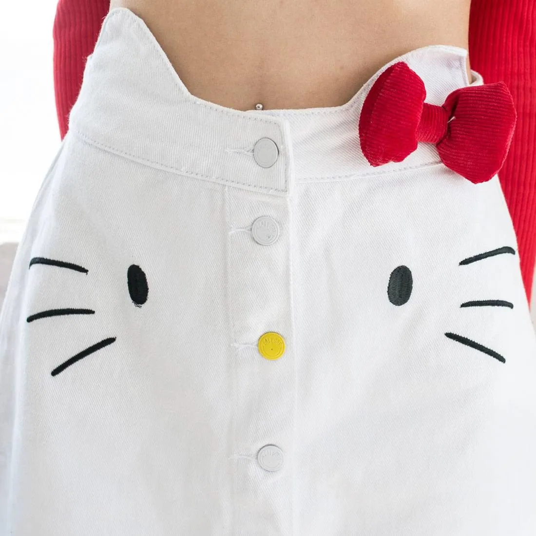 Lazy Oaf X Hello Kitty Women Denim Skirt (White)