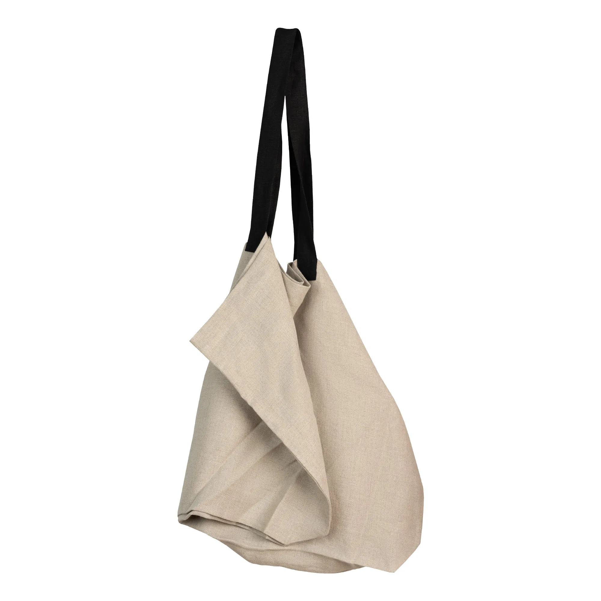 Linen Tote Bag with Black Handles