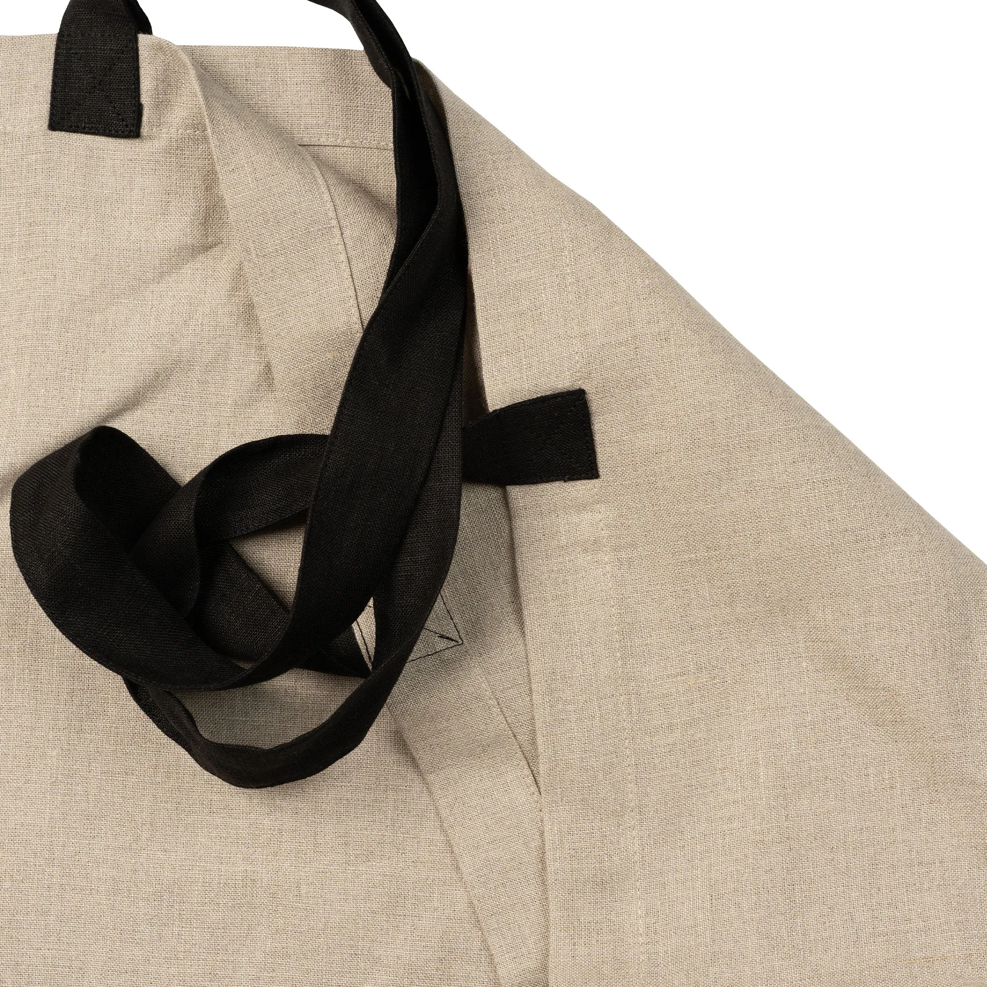 Linen Tote Bag with Black Handles