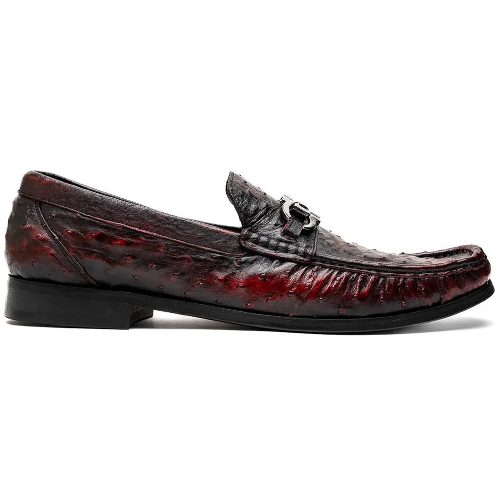 Marco Di Milano Ferrioni Men's Shoes Exotic Ostrich Horsebit Moccasin loafers (MDM1171)