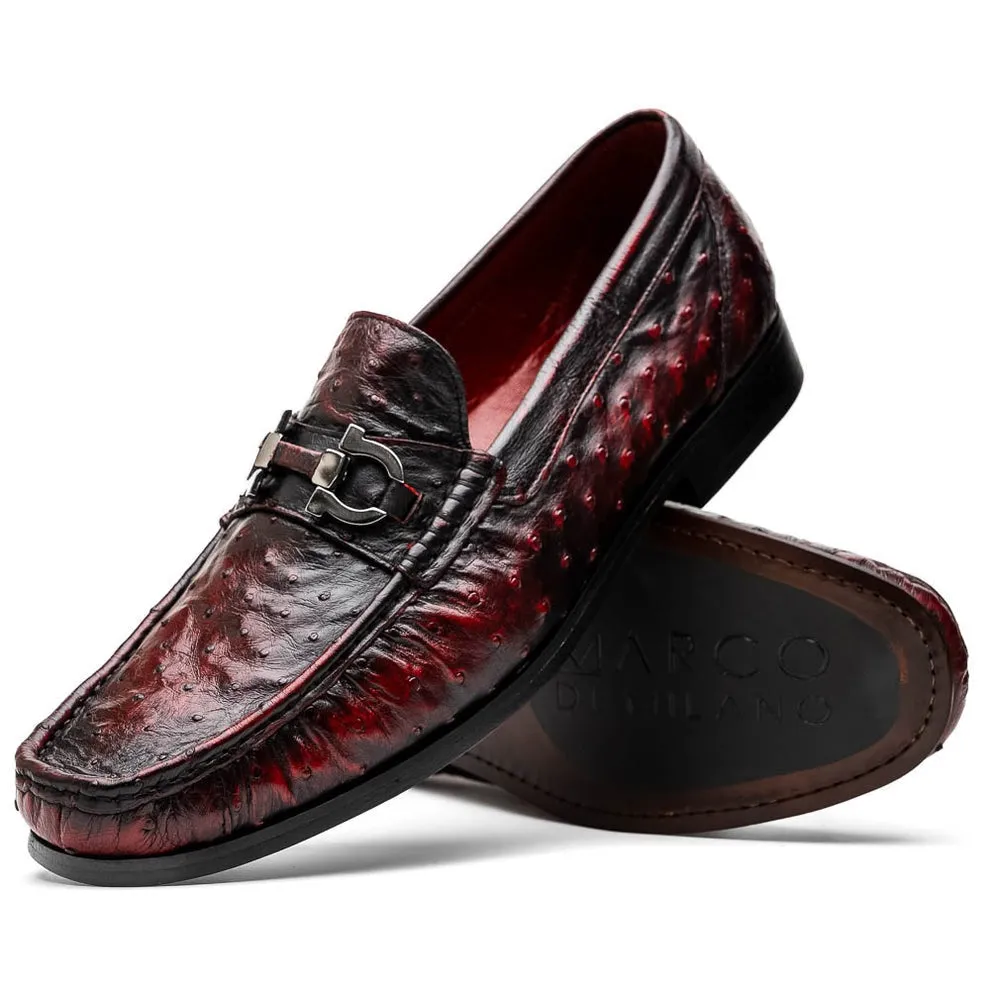 Marco Di Milano Ferrioni Men's Shoes Exotic Ostrich Horsebit Moccasin loafers (MDM1171)