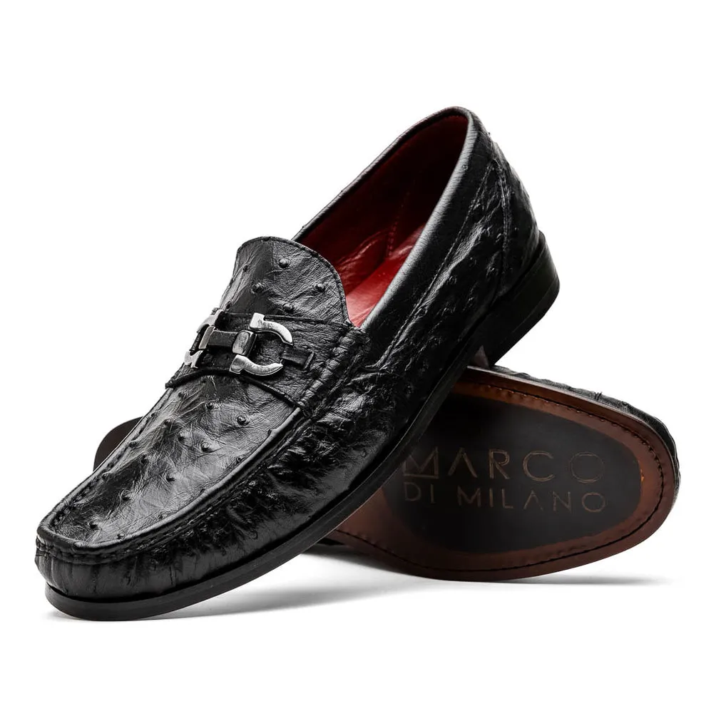 Marco Di Milano Ferrioni Men's Shoes Exotic Ostrich Horsebit Moccasin loafers (MDM1171)