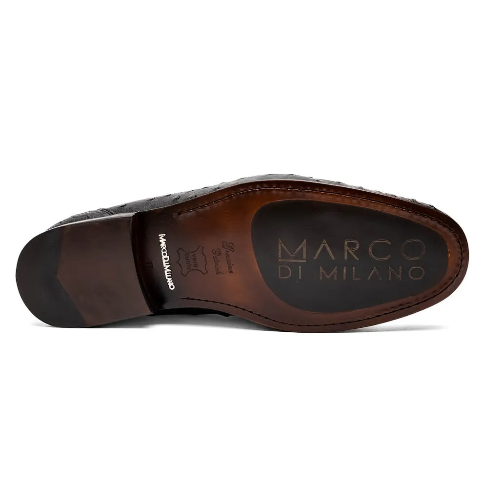 Marco Di Milano Ferrioni Men's Shoes Exotic Ostrich Horsebit Moccasin loafers (MDM1171)