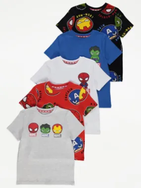 Marvel Superhero T-Shirts 5 Pack | Kids | George at ASDA