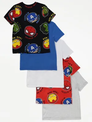 Marvel Superhero T-Shirts 5 Pack | Kids | George at ASDA