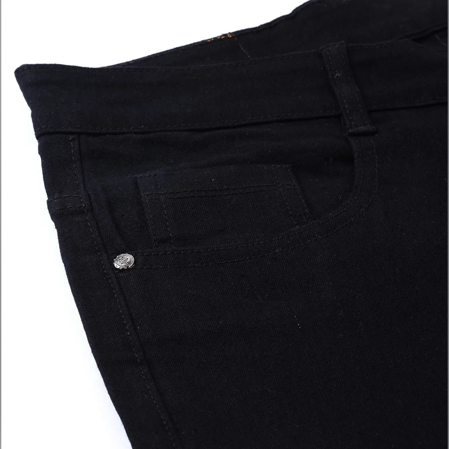 Men's Black Slim Fit Stretch Zippered Jeans