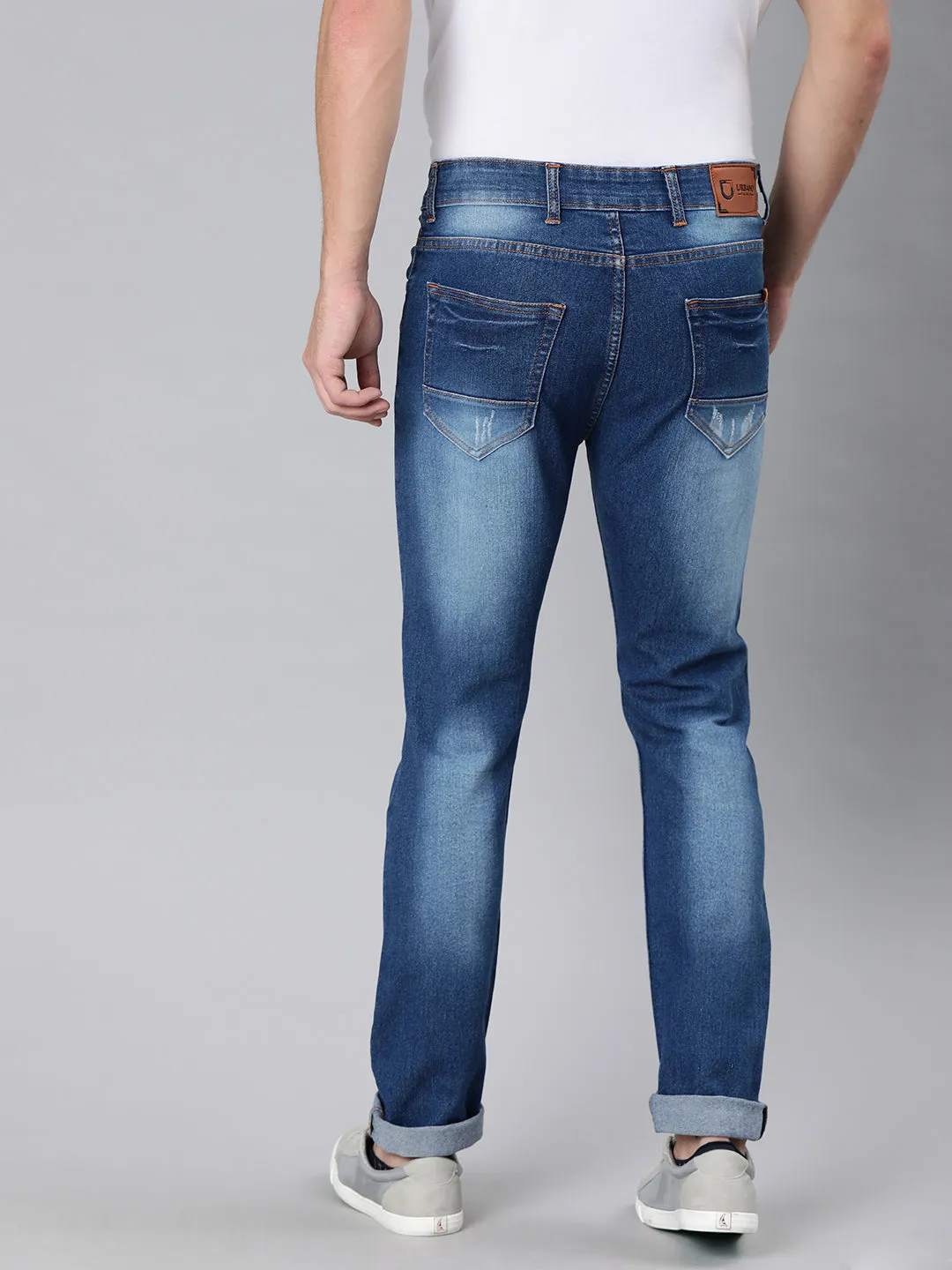 Men's Blue Slim Fit Heavy Distressed/Torn Jeans