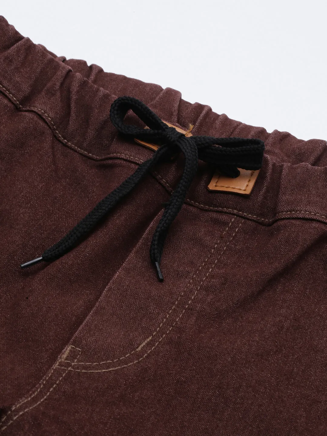 Men's Brown Slim Fit Washed Jogger Jeans Stretchable