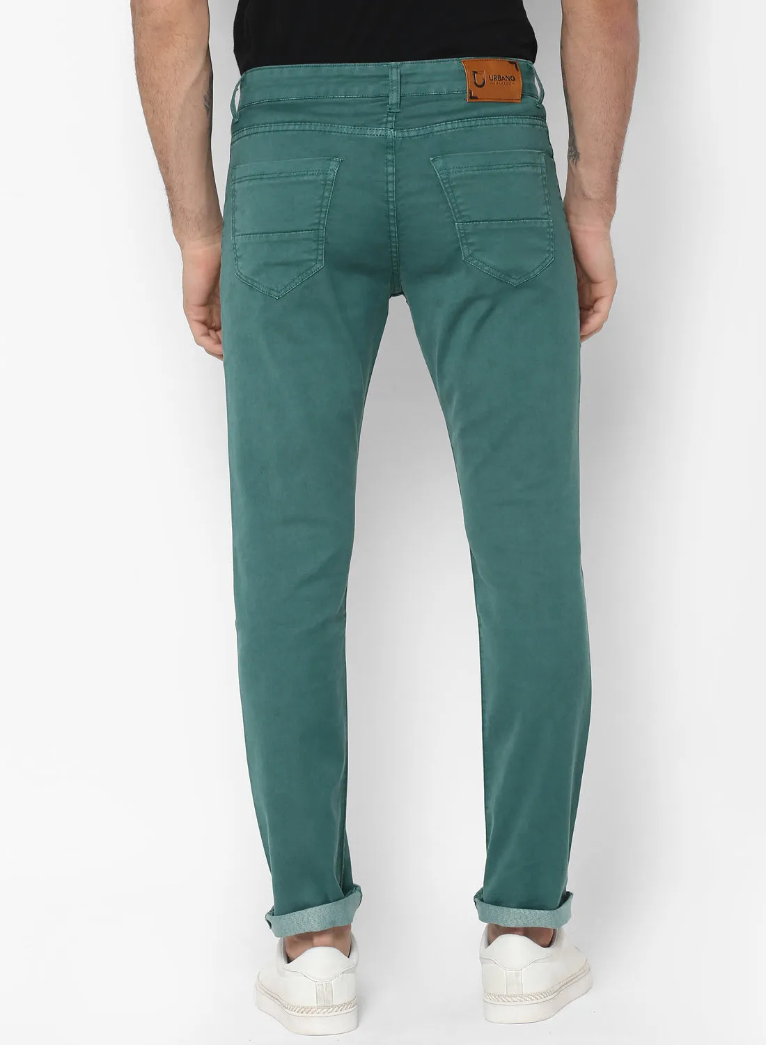 Men's Green Slim Fit Jeans Stretchable