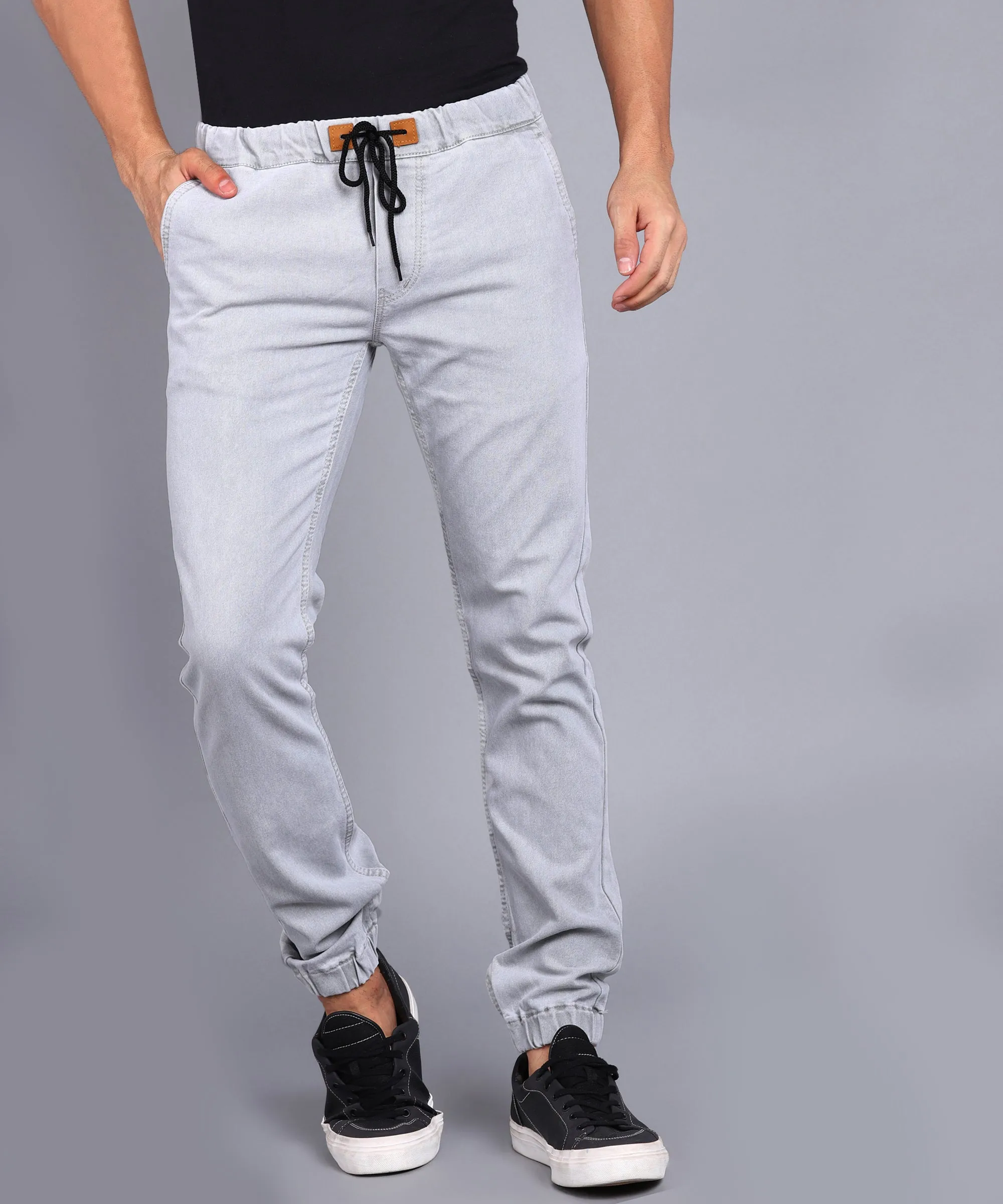 Men's Grey Slim Fit Stretchable Jogger Jeans