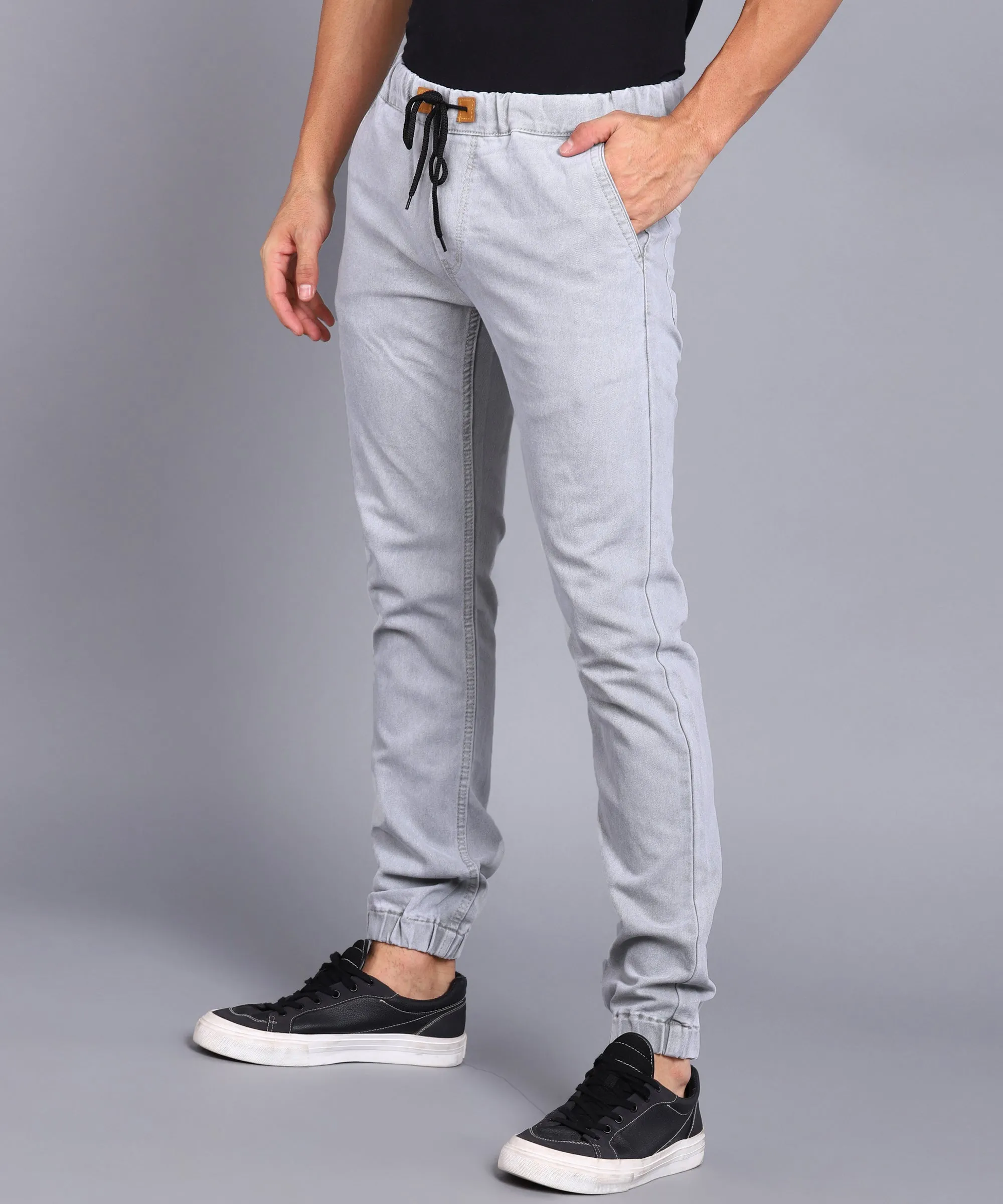 Men's Grey Slim Fit Stretchable Jogger Jeans