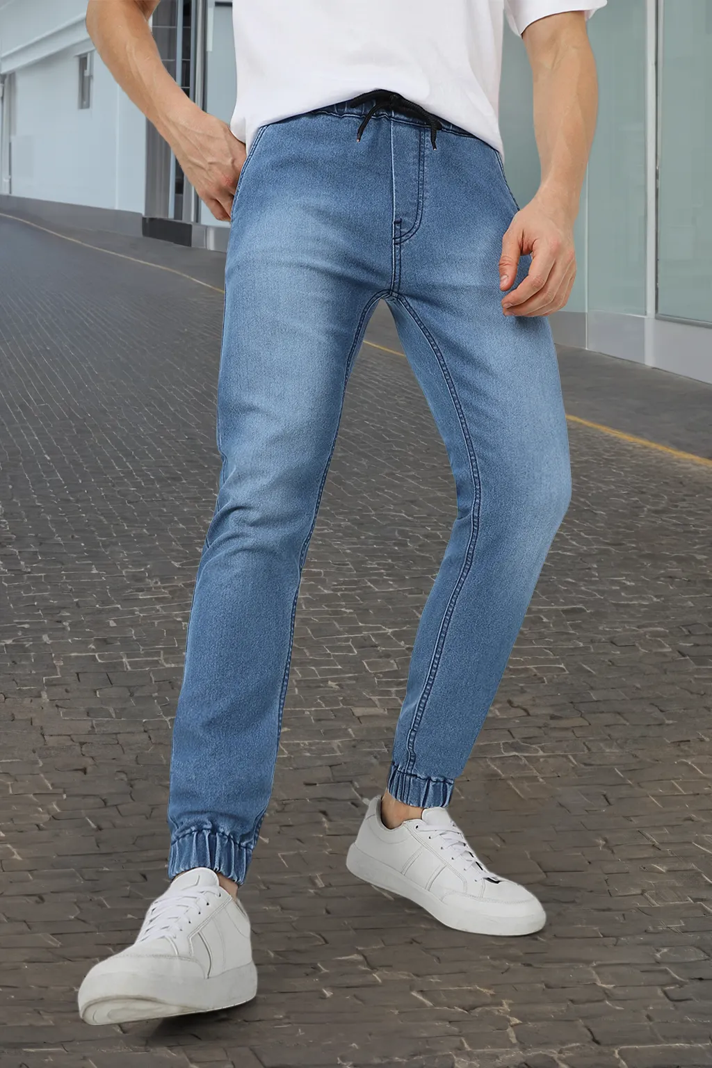 Men's Light Blue Slim Fit Stretch Jogger Jeans