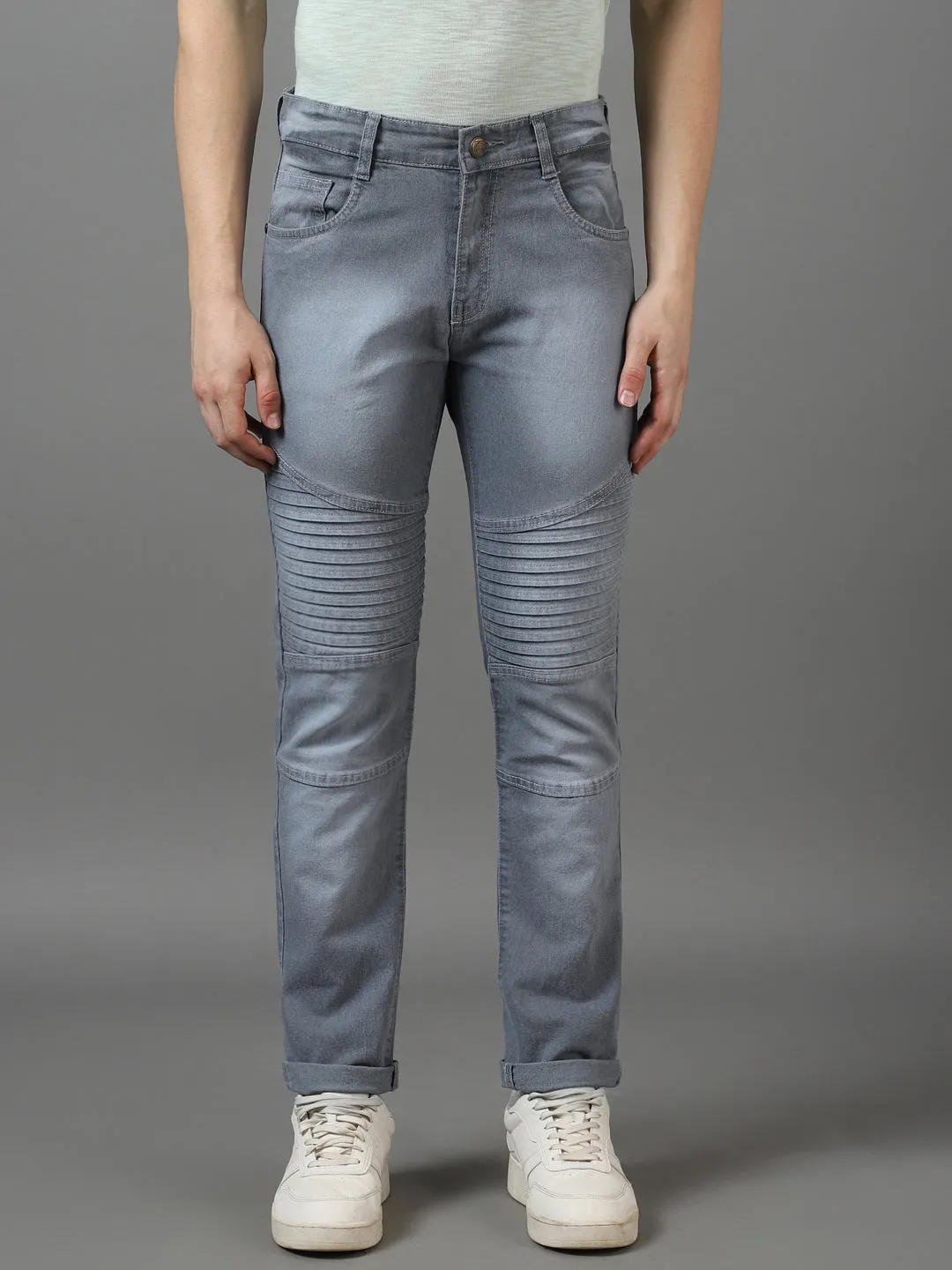 Men's Light Grey Slim Fit Jeans Stretchable