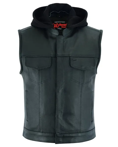 Men's Premium Naked Cowhide Removable Hooded Vest w/ Concealed Carry