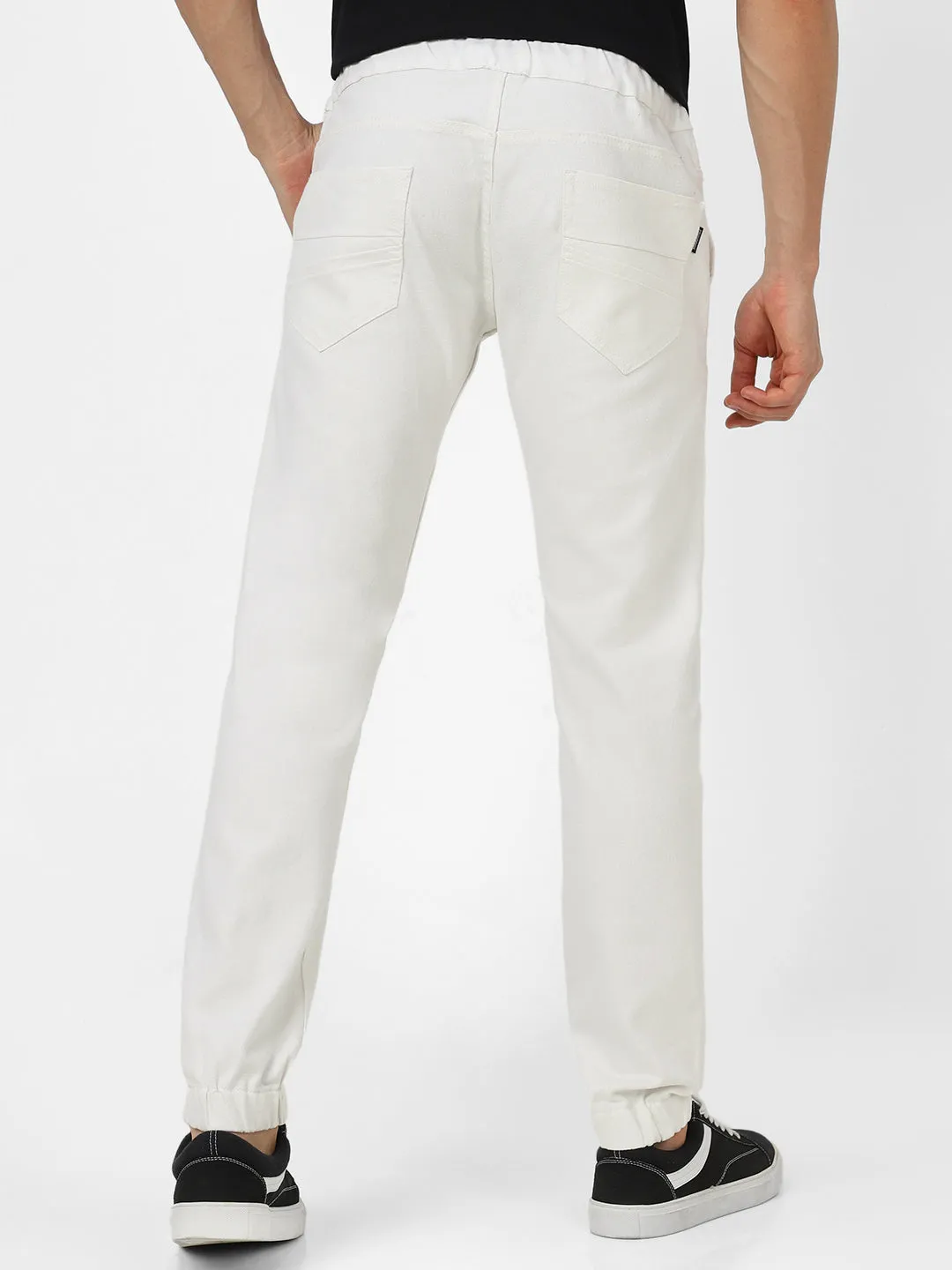 Men's White Slim Fit Stretchable Jogger Jeans