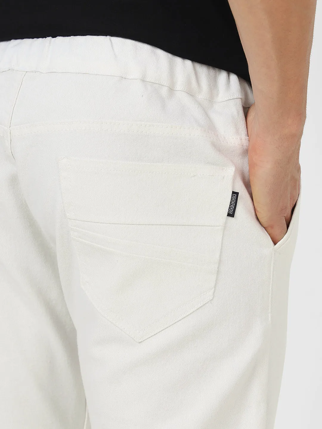 Men's White Slim Fit Stretchable Jogger Jeans